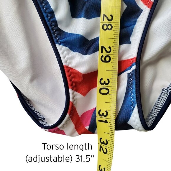 NWOT Lands' End Scoop Neck X-Back One-Piece Swimsuit Umbrella Print Size 12 - Picture 15 of 15